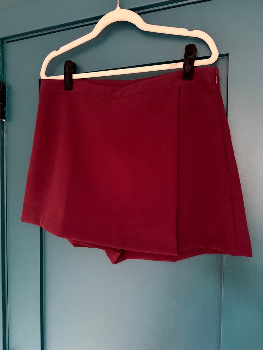 H&M Burgundy Wrap-Front Skort